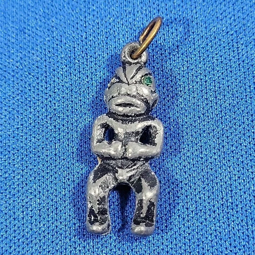 Primitive Pewter Charms Tribal Figural Jewelry Making Lot Of 4 Pieces